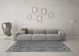 Machine Washable Southwestern Gray Country Rug in a Living Room,, wshcon2193gry
