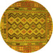 Round Southwestern Yellow Country Rug, con2193yw