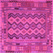 Square Machine Washable Southwestern Pink Country Rug, wshcon2193pnk