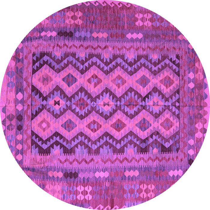 Round Machine Washable Southwestern Purple Country Area Rugs, wshcon2193pur