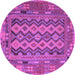 Round Machine Washable Southwestern Purple Country Area Rugs, wshcon2193pur