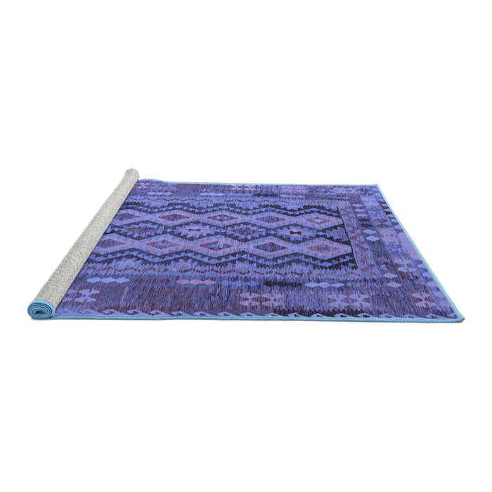 Sideview of Machine Washable Southwestern Blue Country Rug, wshcon2193blu