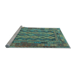 Sideview of Machine Washable Southwestern Light Blue Country Rug, wshcon2193lblu