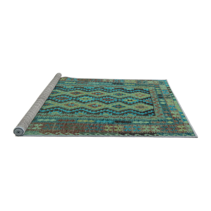 Sideview of Machine Washable Southwestern Light Blue Country Rug, wshcon2193lblu