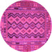 Round Southwestern Pink Country Rug, con2193pnk