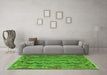 Machine Washable Southwestern Green Country Area Rugs in a Living Room,, wshcon2193grn