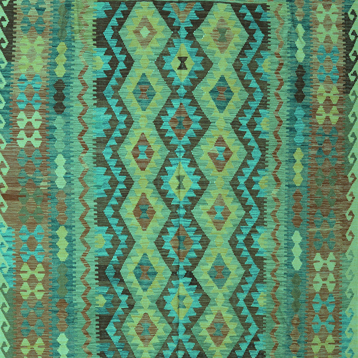 Machine Washable Southwestern Turquoise Country Area Rugs, wshcon2193turq