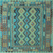 Square Southwestern Light Blue Country Rug, con2193lblu