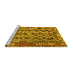 Sideview of Machine Washable Southwestern Yellow Country Rug, wshcon2193yw