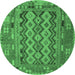 Round Southwestern Emerald Green Country Rug, con2193emgrn