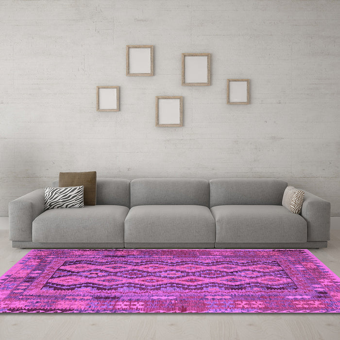Machine Washable Southwestern Purple Country Area Rugs in a Living Room, wshcon2193pur