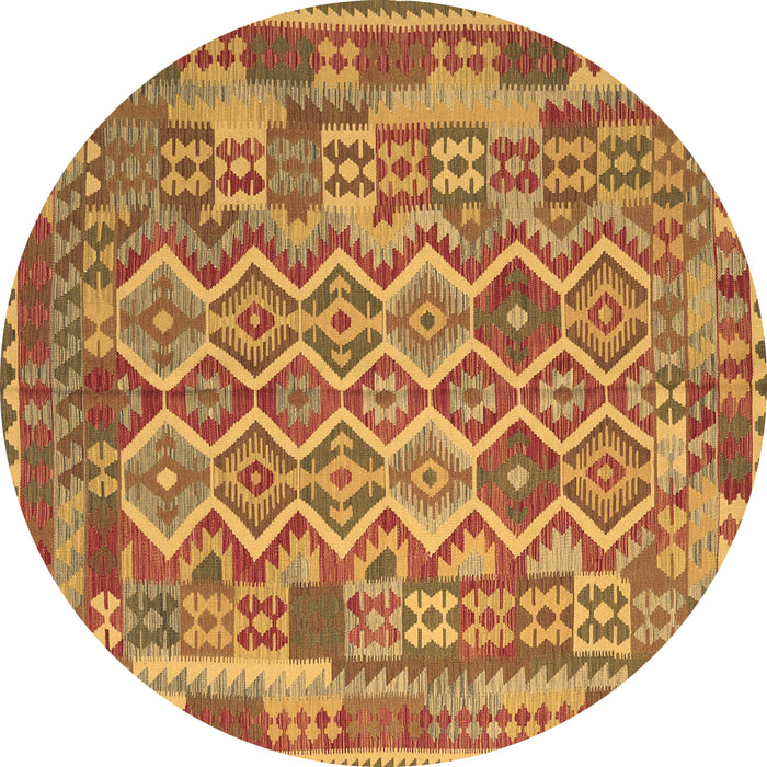 Round Southwestern Brown Country Rug, con2194brn