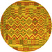 Round Southwestern Yellow Country Rug, con2194yw