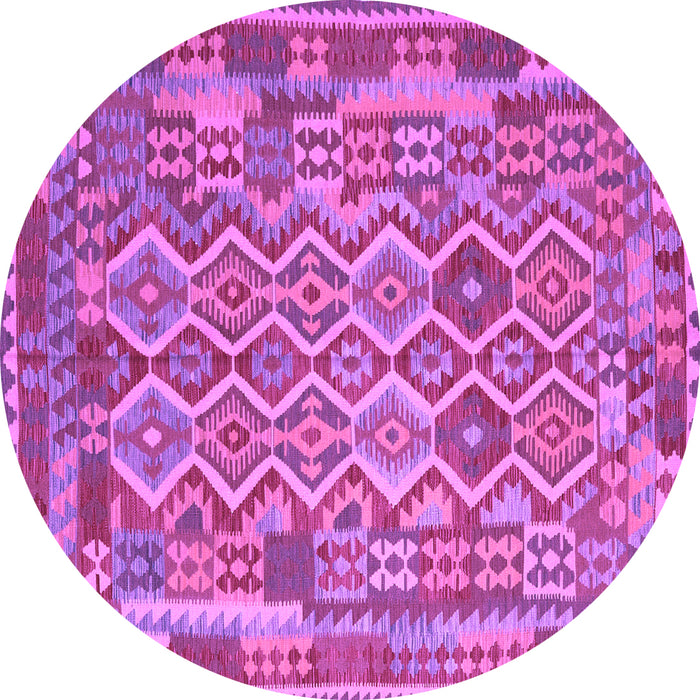 Round Machine Washable Southwestern Purple Country Area Rugs, wshcon2194pur