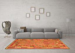 Machine Washable Southwestern Orange Country Area Rugs in a Living Room, wshcon2194org