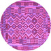 Round Southwestern Purple Country Rug, con2194pur