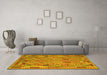 Machine Washable Southwestern Yellow Country Rug in a Living Room, wshcon2194yw