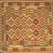 Square Machine Washable Southwestern Brown Country Rug, wshcon2194brn