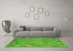 Machine Washable Southwestern Green Country Area Rugs in a Living Room,, wshcon2194grn