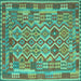 Square Southwestern Turquoise Country Rug, con2194turq