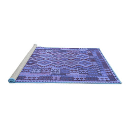 Sideview of Machine Washable Southwestern Blue Country Rug, wshcon2194blu