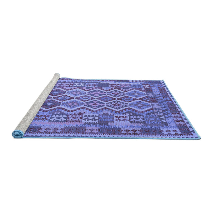 Sideview of Machine Washable Southwestern Blue Country Rug, wshcon2194blu