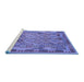 Sideview of Machine Washable Southwestern Blue Country Rug, wshcon2194blu