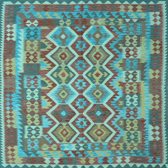 Square Southwestern Light Blue Country Rug, con2194lblu