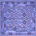 Square Machine Washable Southwestern Blue Country Rug, wshcon2194blu