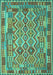 Machine Washable Southwestern Turquoise Country Area Rugs, wshcon2194turq