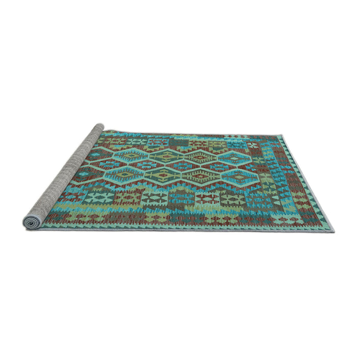 Sideview of Machine Washable Southwestern Light Blue Country Rug, wshcon2194lblu
