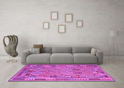 Machine Washable Southwestern Purple Country Area Rugs in a Living Room, wshcon2194pur