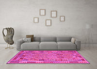 Machine Washable Southwestern Pink Country Rug, wshcon2194pnk