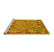 Sideview of Machine Washable Southwestern Yellow Country Rug, wshcon2194yw