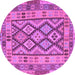 Round Abstract Purple Contemporary Rug, con2195pur