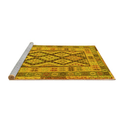 Sideview of Machine Washable Abstract Yellow Contemporary Rug, wshcon2195yw