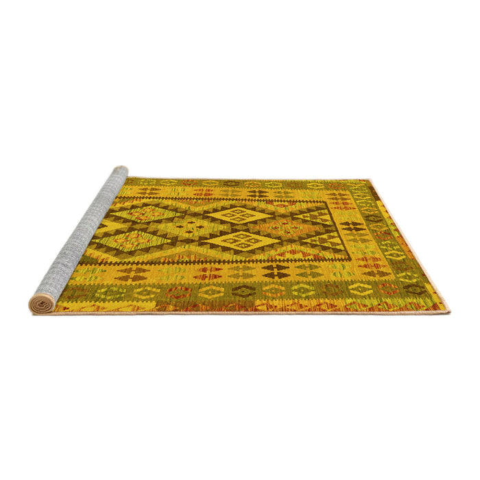 Sideview of Machine Washable Abstract Yellow Contemporary Rug, wshcon2195yw