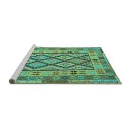 Sideview of Machine Washable Abstract Turquoise Contemporary Area Rugs, wshcon2195turq