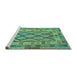 Sideview of Machine Washable Abstract Turquoise Contemporary Area Rugs, wshcon2195turq