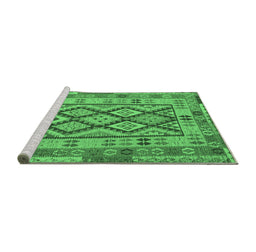 Sideview of Machine Washable Abstract Emerald Green Contemporary Area Rugs, wshcon2195emgrn