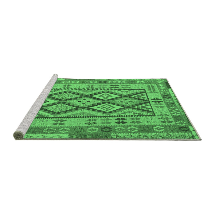 Sideview of Machine Washable Abstract Emerald Green Contemporary Area Rugs, wshcon2195emgrn