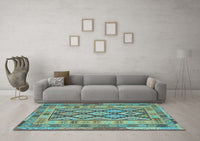 Machine Washable Abstract Light Blue Contemporary Rug, wshcon2195lblu