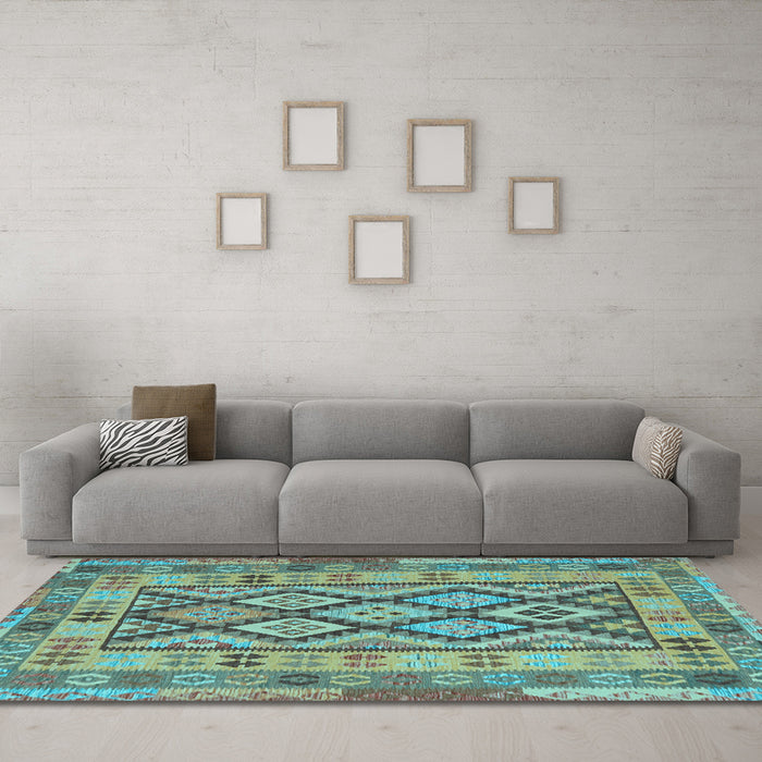 Machine Washable Abstract Light Blue Contemporary Rug in a Living Room, wshcon2195lblu
