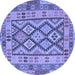 Round Machine Washable Abstract Blue Contemporary Rug, wshcon2195blu