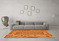 Machine Washable Abstract Orange Contemporary Rug, wshcon2195org