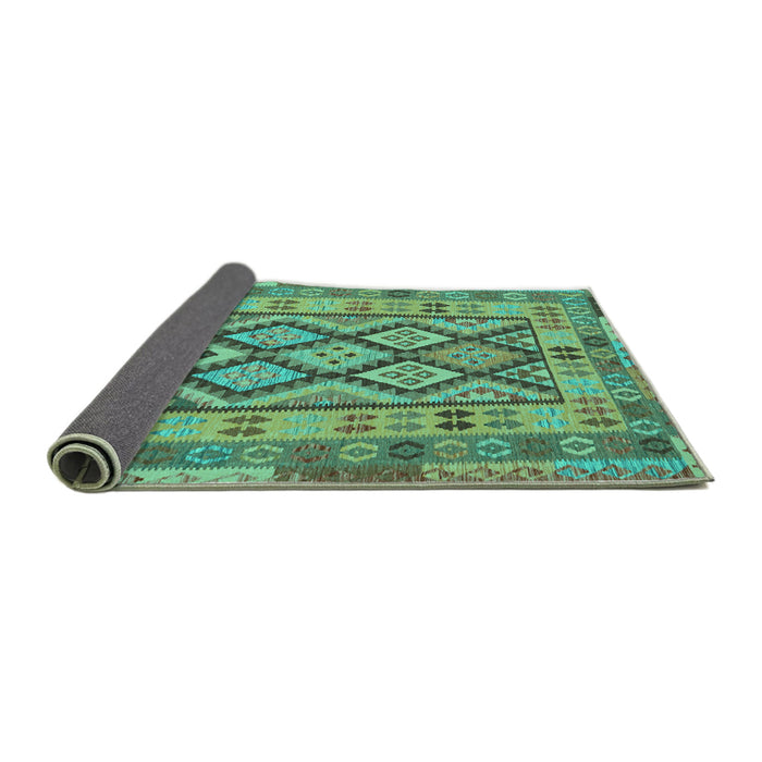 Sideview of Abstract Turquoise Contemporary Rug, con2195turq