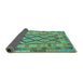 Sideview of Abstract Turquoise Contemporary Rug, con2195turq