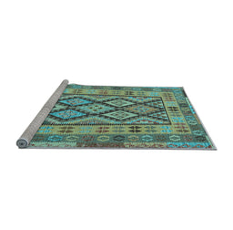 Sideview of Machine Washable Abstract Light Blue Contemporary Rug, wshcon2195lblu