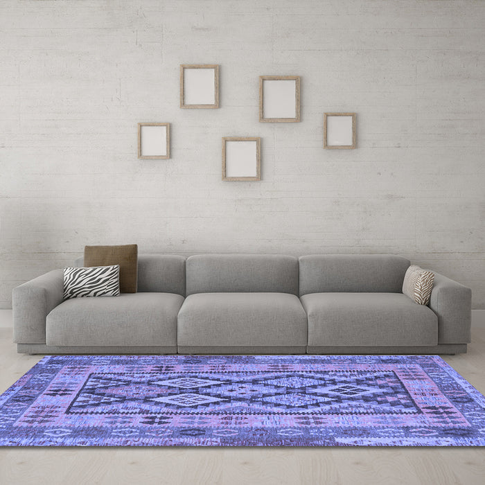 Machine Washable Abstract Blue Contemporary Rug in a Living Room, wshcon2195blu