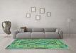 Machine Washable Abstract Turquoise Contemporary Area Rugs in a Living Room,, wshcon2195turq